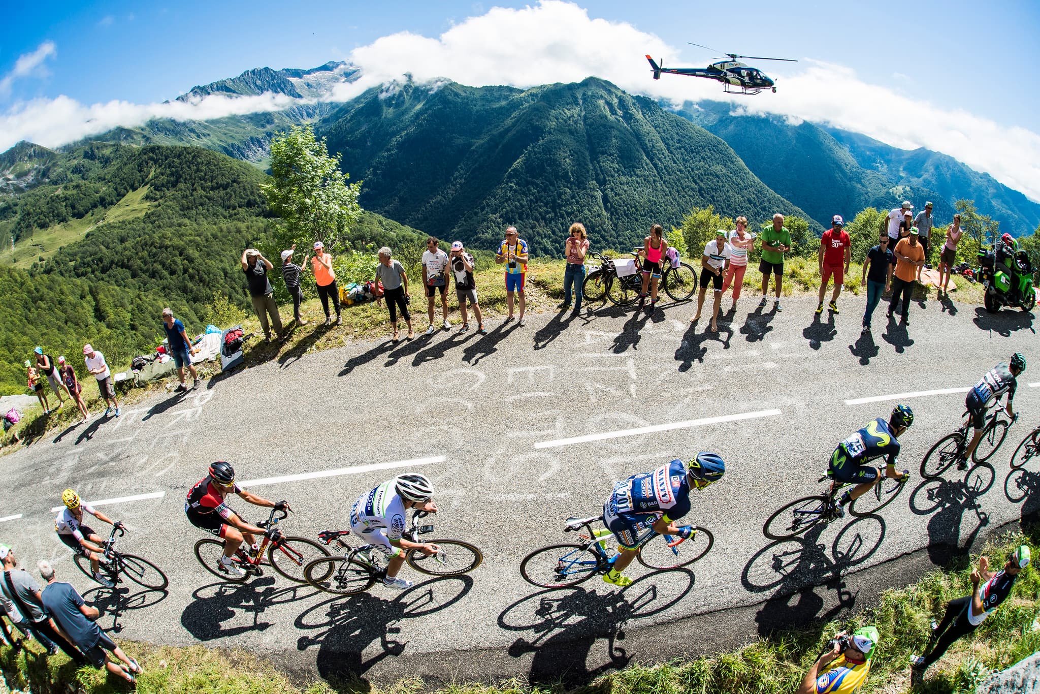 Cyclists climb in the Pyrenees, Tour de France
